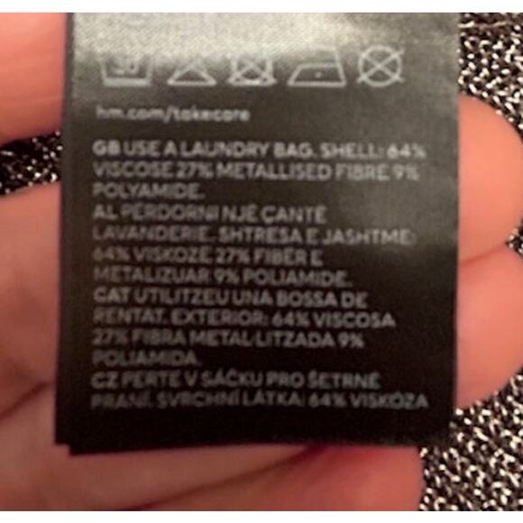 H & M Metallic Fiber Blend Shimmery Ribbed Short Sleeved Women Top Size M - Picture 8 of 9